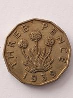 Oude 3 pence munt uit 1939 Engeland., Ophalen of Verzenden, Overige landen, Losse munt