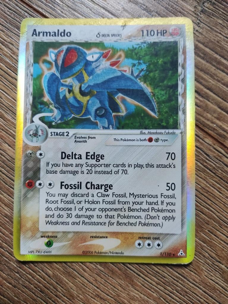 Pokemon Holon Phantoms Armaldo Holo, Ophalen of Verzenden, Gebruikt, Losse kaart, Foil