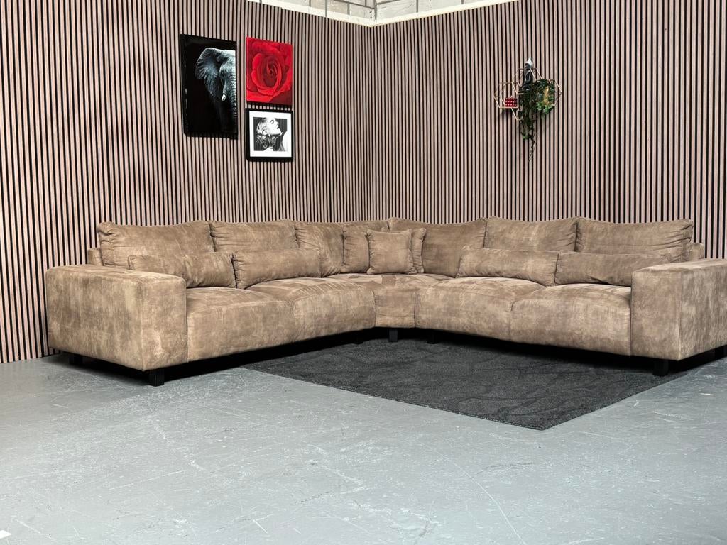 GRATIS LEVERING Hoekbank Taupe 320x320 GEREINIGD, Huis en Inrichting, Banken | Bankstellen, Hoekbank, 300 cm of meer, Ophalen of Verzenden