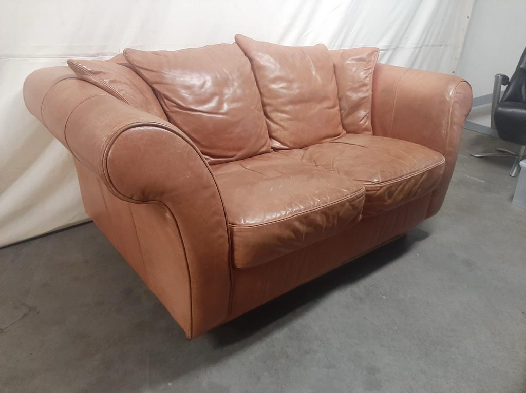 Echte leren bank, Huis en Inrichting, Banken | Bankstellen, Ophalen, Gebruikt, 150 tot 200 cm, Tweepersoons