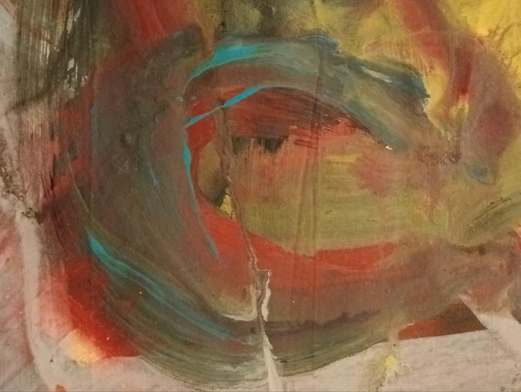 Abstracte compositie olieverf op los doek 20e eeuw, Ophalen of Verzenden