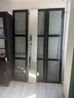 IKEA Pax kastdeuren: 3x glas, 1x spiegel (zwart), Huis en Inrichting, Kasten | Kledingkasten, Gebruikt, 100 tot 150 cm, 200 cm of meer