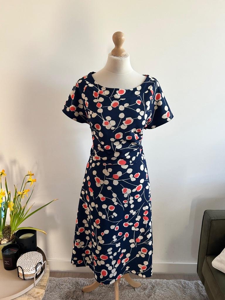 King Louie maat XL leuke blauwe bloemen jurk 3213, Blauw, Maat 46/48 (XL) of groter, Ophalen of Verzenden, Zo goed als nieuw