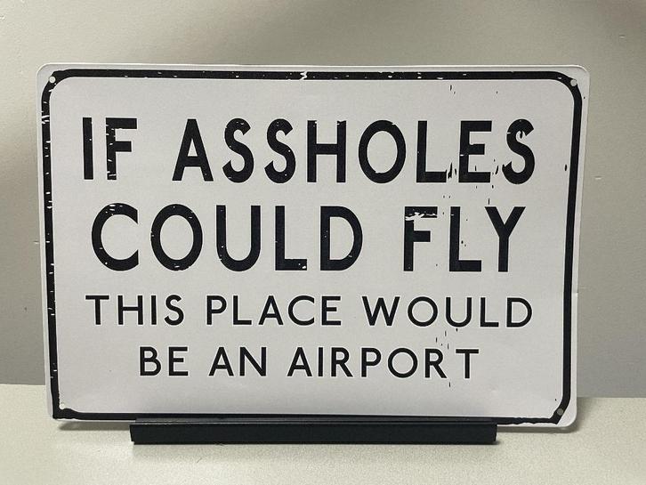 If assholes could fly , metalen tekstbord (Old Look), Huis en Inrichting, Woonaccessoires | Tekstborden en Spreuken, Nieuw, Ophalen of Verzenden