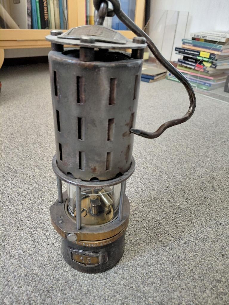 antieke mijnlamp, Antiek en Kunst, Antiek | Lampen, Ophalen of Verzenden