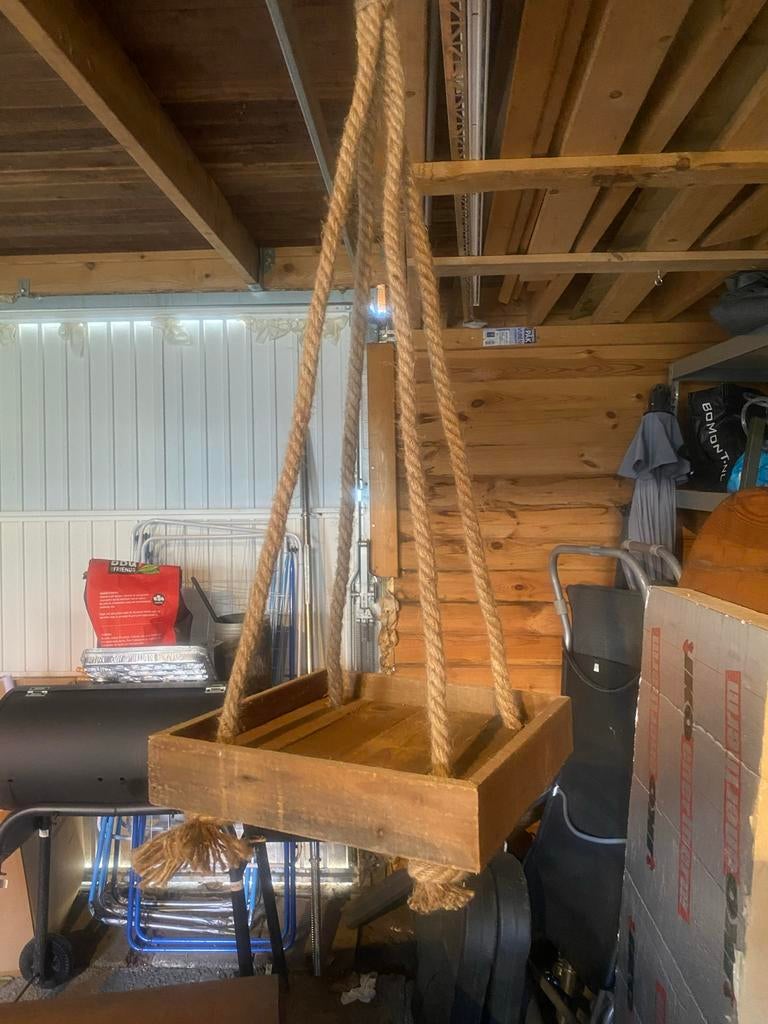 Decoratieve Houten Hangbak met Touw, Ophalen, Gebruikt