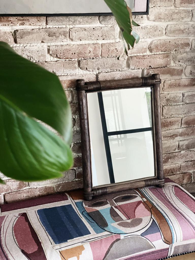 Mooie vintage Bamboo spiegel, Minder dan 50 cm, Gebruikt, Ophalen of Verzenden, Minder dan 100 cm