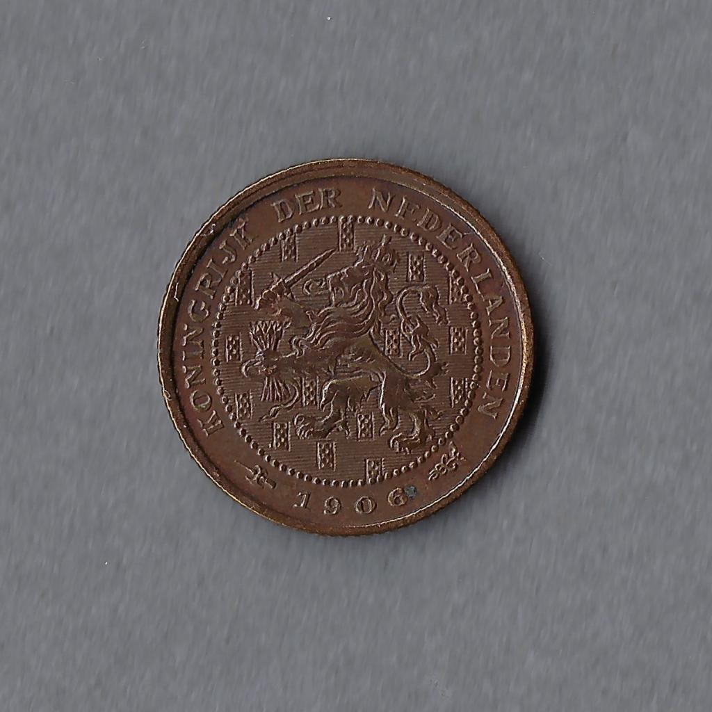 1/2 (halve) cent 1906 Wilhelmina, Postzegels en Munten, Ophalen of Verzenden, Koningin Wilhelmina, Overige waardes, Losse munt