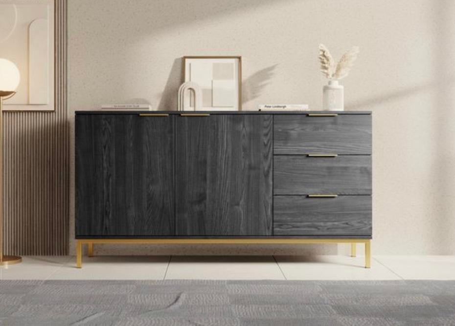 Donker grijze dressoir. Hout look, Ophalen, Zo goed als nieuw, 25 tot 50 cm