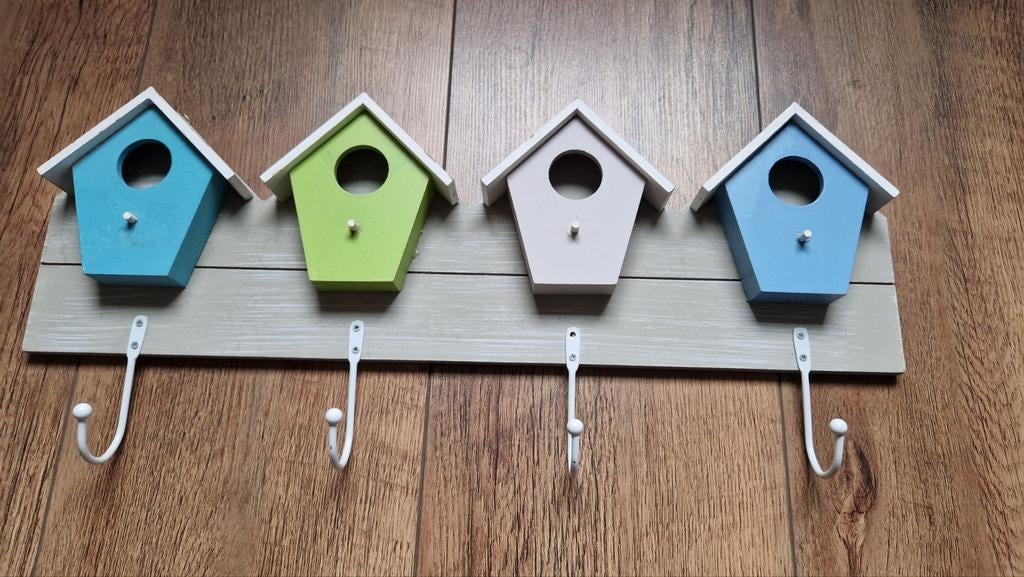 Vrolijke kapstok met vogelhuisjes, Ophalen of Verzenden, Kapstokje