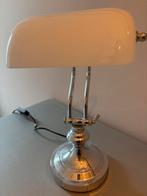 Notarislamp zilver met wit glazen kapje, Ophalen, Gebruikt, Glas, Minder dan 50 cm