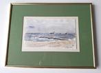 schilderijtje, aquarel zeegezicht Han Krug schepen tekening, Antiek en Kunst, Ophalen of Verzenden