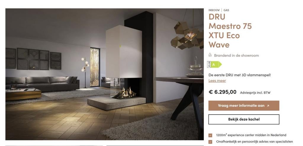 DRU Maestro 75 XTU Eco Wave gashaard, Ophalen, Nieuw, Inbouwhaard, Gashaard