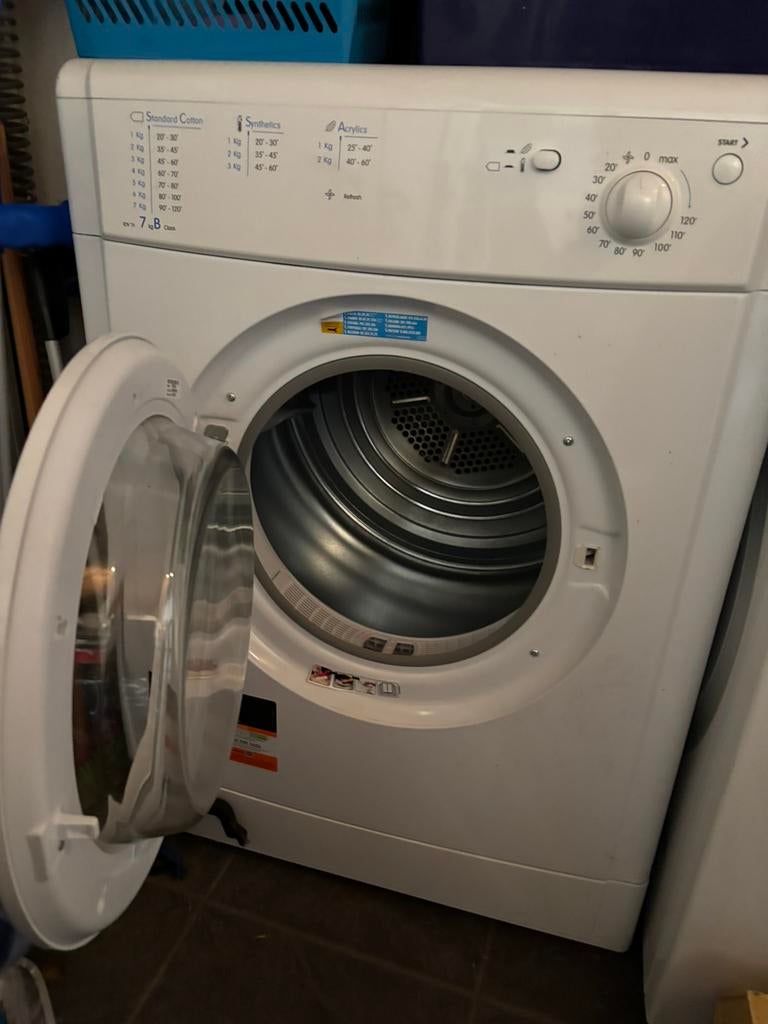 Indisit wasdroger 60 breed en 50 cm diep, Witgoed en Apparatuur, Wasdrogers, 6 tot 8 kg, Luchtafvoer, Ophalen of Verzenden, Zo goed als nieuw