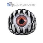 rvs eyeball claw ring oogbal klauw ring biker draken satan, 20 of groter, Heer, Nieuw, Zilver