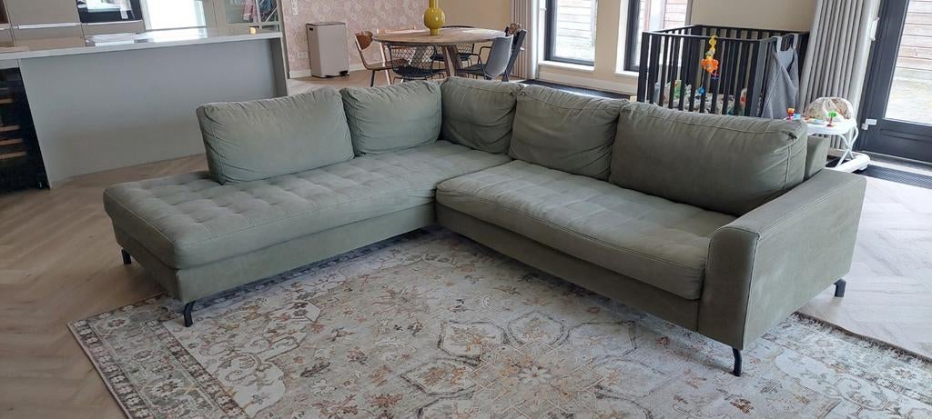 Trendhopper 2,5 hoekbank Stirling in olijfgroen, Huis en Inrichting, Ophalen, 250 tot 300 cm, Gebruikt, 100 tot 125 cm