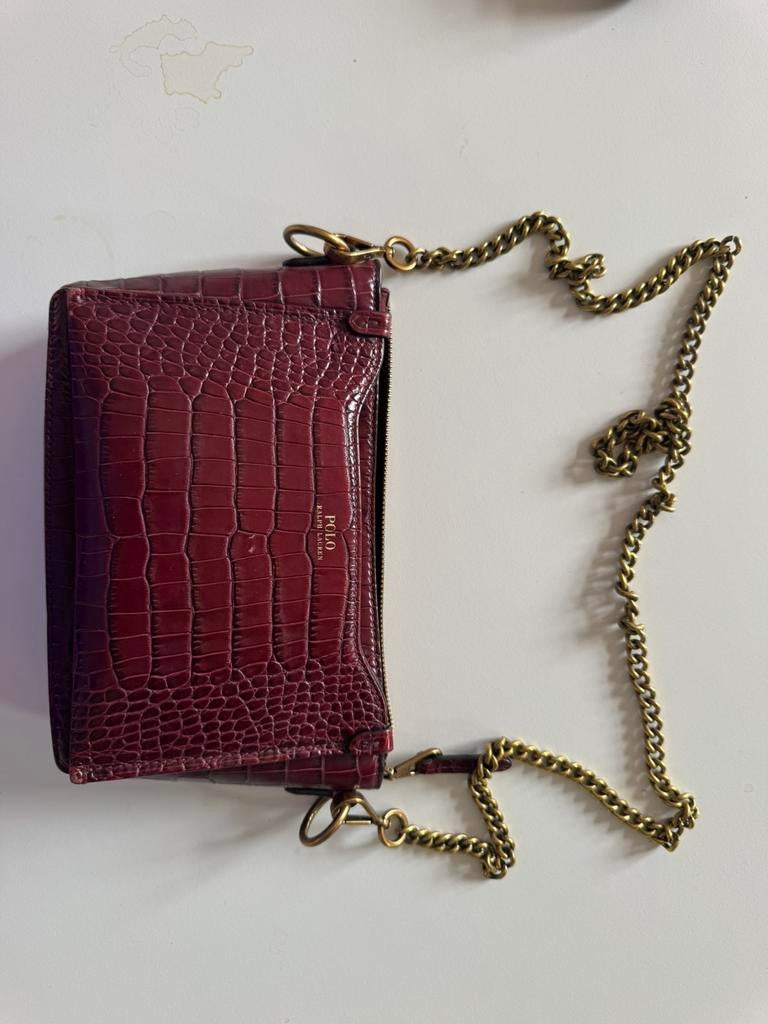 Vintage Polo Ralph Lauren Leather  Bag - Wine color, Ophalen of Verzenden, Zo goed als nieuw, Bruin