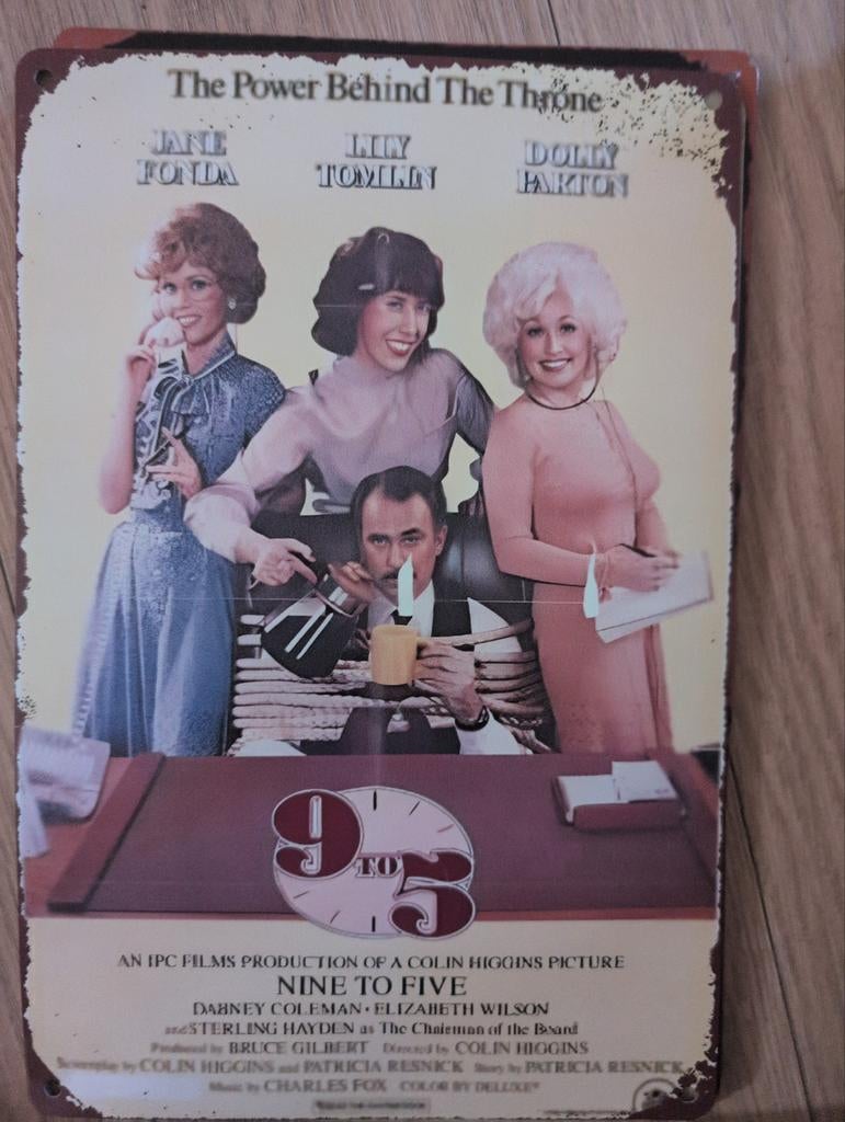 Nine to Five metalen bord, Ophalen of Verzenden