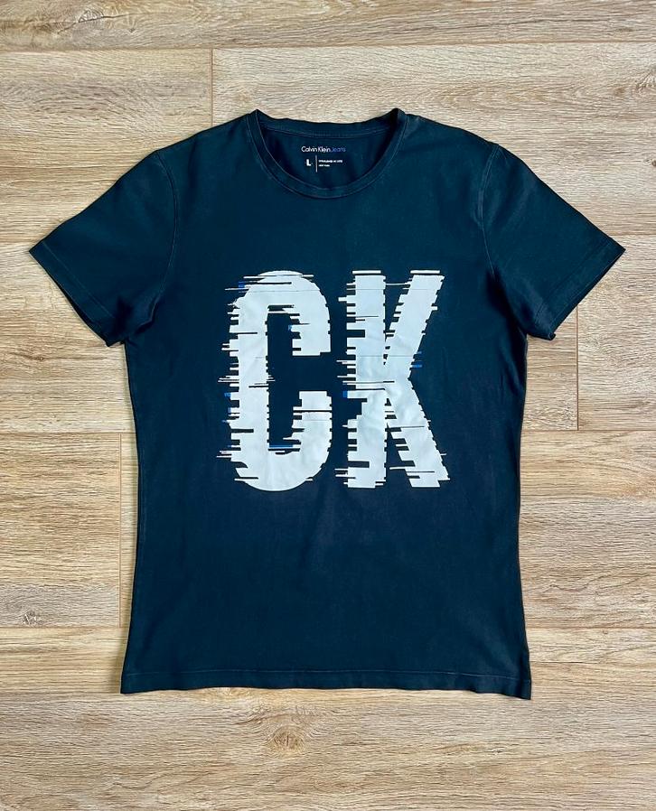 Calvin Klein T-shirt met logo/opdruk, zwart – maat L, Kleding | Heren, T-shirts, Gedragen, Maat 52/54 (L), Zwart, Ophalen of Verzenden