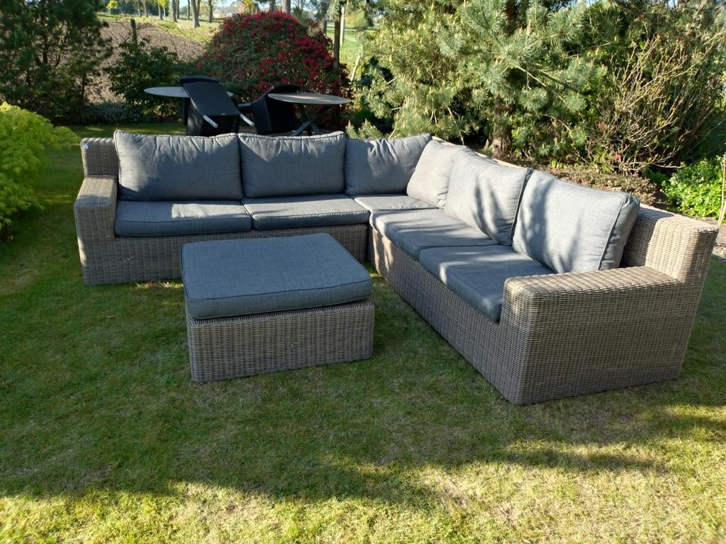 Mooie grote loungeset met hele mooie kussens, Ophalen, Gebruikt, Loungeset, Wicker