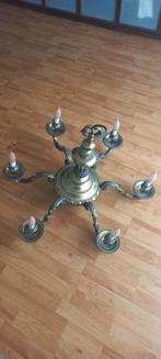 Antieke bronzen hanglamp met 6 armen, Huis en Inrichting, Lampen | Hanglampen, Gebruikt, Klassiek, Antiek, Ophalen of Verzenden