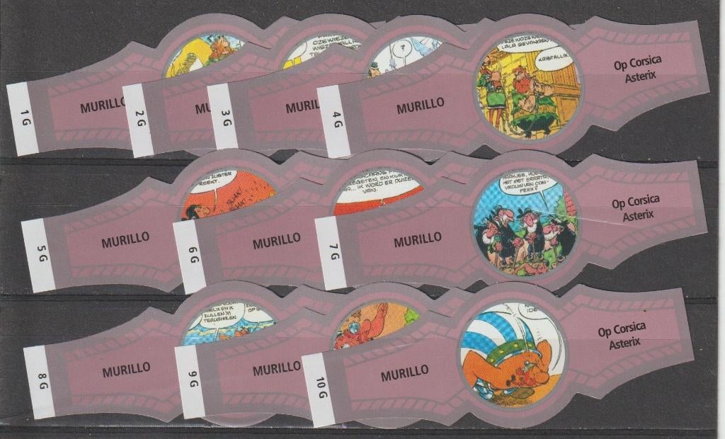 reeks  1288  asterix   1-10 sigarenbanden, Ophalen of Verzenden, Zo goed als nieuw, Sigarenbandjes
