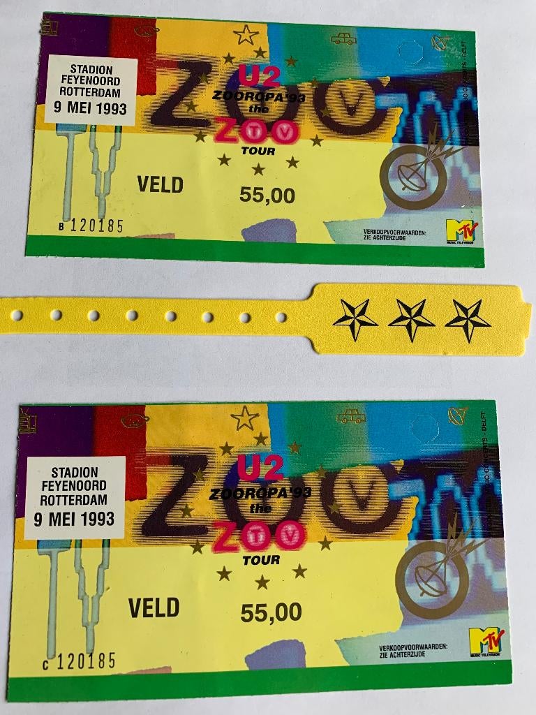 U2 - Kaartjes concert Rotterdam 09-05-1993 & meer, Verzenden, Gebruikt, Poprock