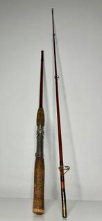 Vintage bamboe werphengel – splitcane – met kurk handgreep, Ophalen of Verzenden, Gebruikt, Werphengel