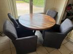 Eethoek + 4 stoelen, Ophalen, 100 tot 150 cm, Rond, Zo goed als nieuw