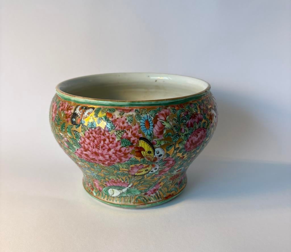 antieke, kleurrijke cachepot, Antiek en Kunst, Ophalen of Verzenden