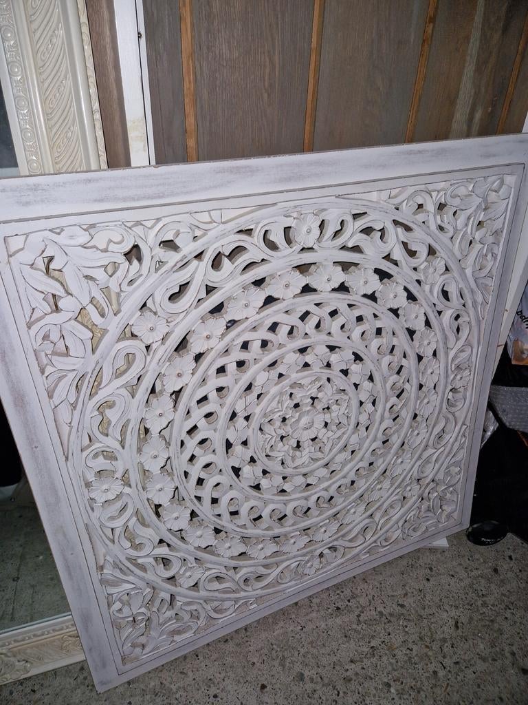 Oosters wandpaneel houtsnijwerk 100x100 cm, Huis en Inrichting, Gebruikt, Oosters, Hout, Ophalen of Verzenden