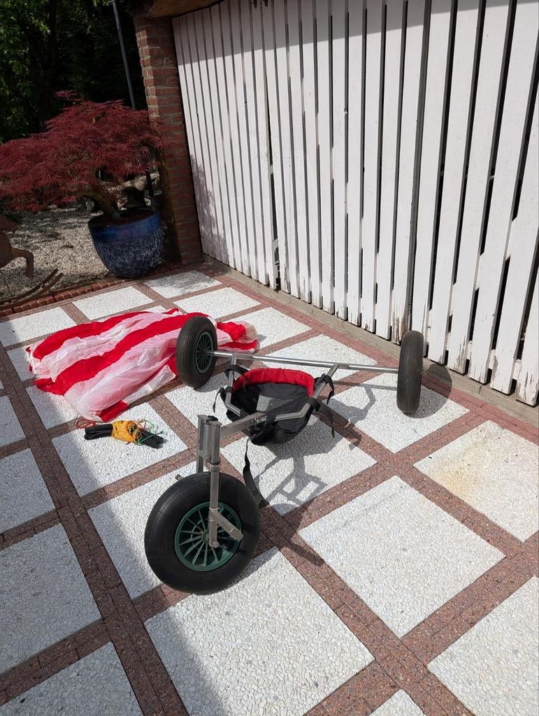 Kitebuggy met vlieger - Compleet voor strandplezier, Ophalen of Verzenden, Gebruikt