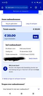 Bol. cadeaubon, Tickets en Kaartjes, Eén persoon, Cadeaubon