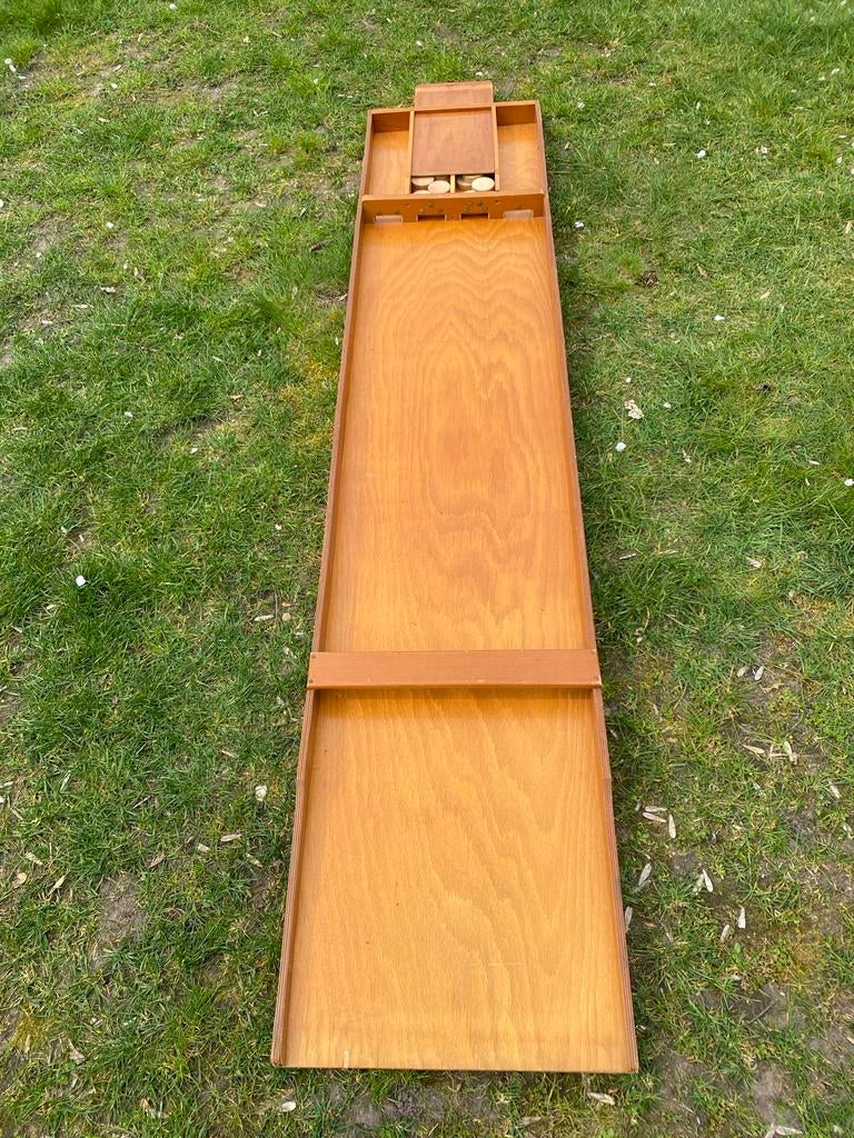 Houten sjoelbak met sjoelschijven, Een of twee spelers, Ophalen, Gebruikt
