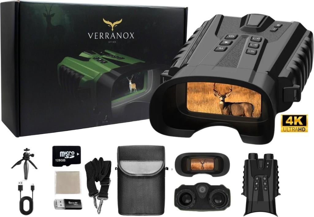 Verranox Full-Color 4K ULTRA HD Nachtkijker met 128GB SD, Nieuw, Ophalen of Verzenden, 8 tot 12x, Overige typen