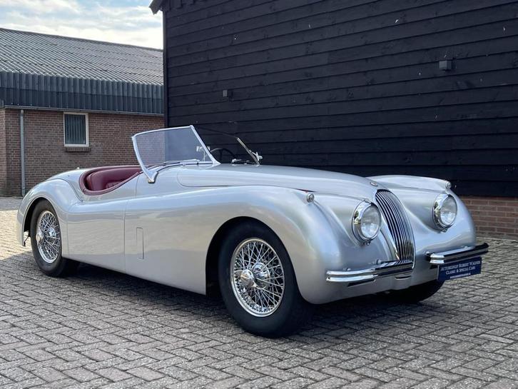 Jaguar XK 120 OTS Roadster gerestaureerd NL-kenteken, Auto's, Oldtimers, Bedrijf, Te koop, Lederen bekleding, Metallic lak, Open dak