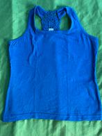 Blauw haltertopje met gehaakte rug - Maat 134/140, Kinderen en Baby's, Kinderkleding | Maat 134, Ophalen of Verzenden, Gebruikt
