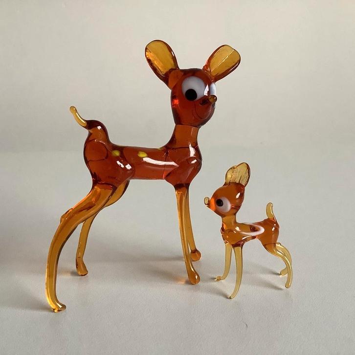 2 mondgeblazen glazen hertjes van Murano, Antiek en Kunst, Antiek | Glas en Kristal, Ophalen of Verzenden