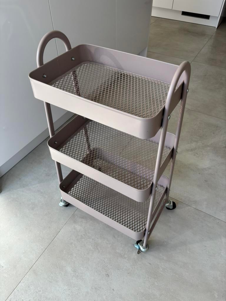 Keukentrolley opbergkar met 3 mandjes en wielen, Ophalen, Zo goed als nieuw, Metaal