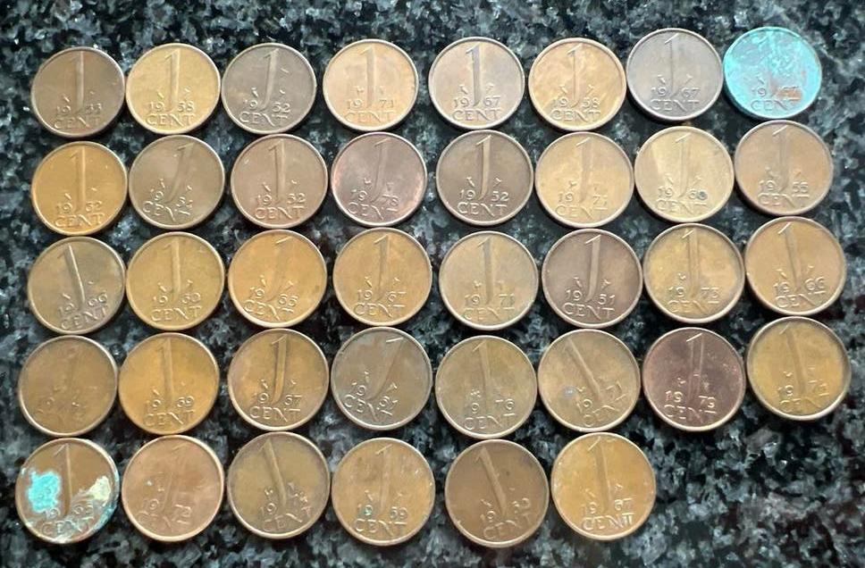 38 Oude Nederlandse 1 Cent Munten Juliana (1950-1970), Postzegels en Munten, Munten | Nederland, Ophalen of Verzenden, Koningin Juliana