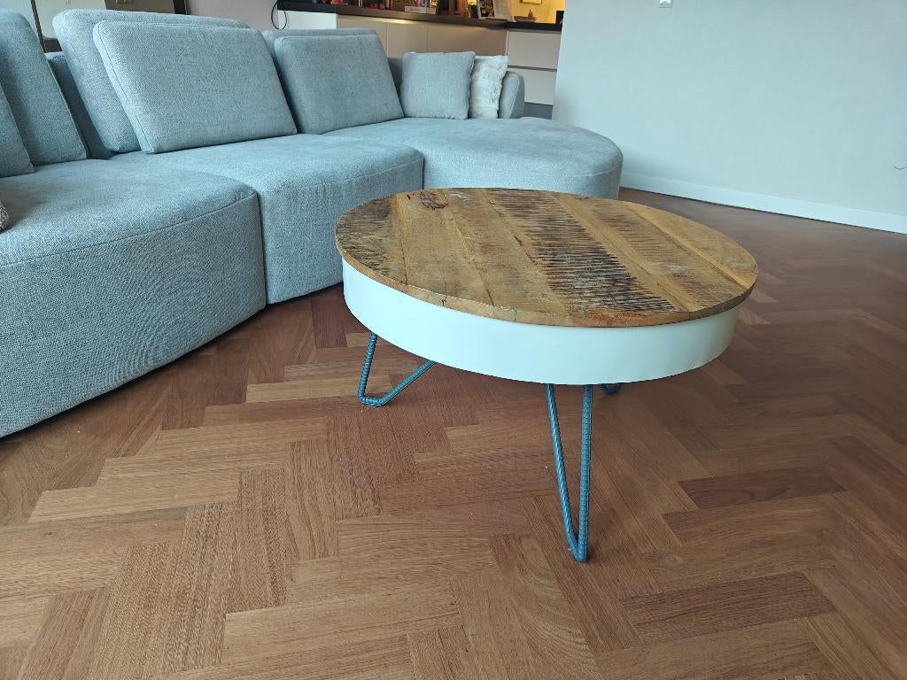 Salontafel rond mangohout, Huis en Inrichting, Tafels | Salontafels, Ophalen, 50 tot 100 cm, Rond, 50 tot 100 cm