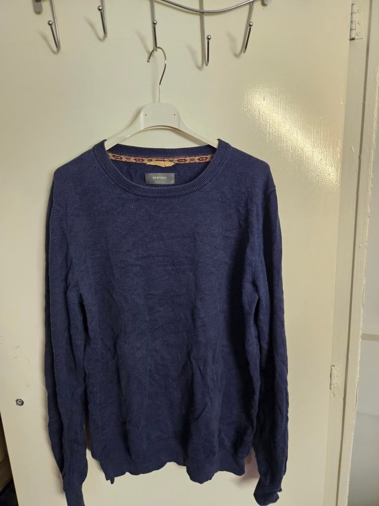 Bertoni Heren Trui Maat M - Blauw met elleboogstukken, Nieuw, Ophalen of Verzenden, Bertoni, Maat 48/50 (M)
