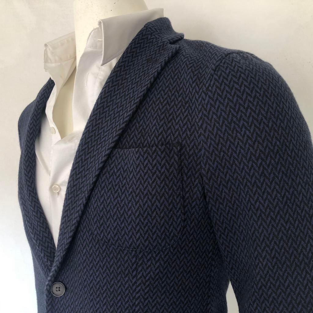 Genti colbert - katoen & wolblend - Italian fabric heren, Kleding | Heren, Verzenden, Zo goed als nieuw, Maat 48/50 (M), Blauw
