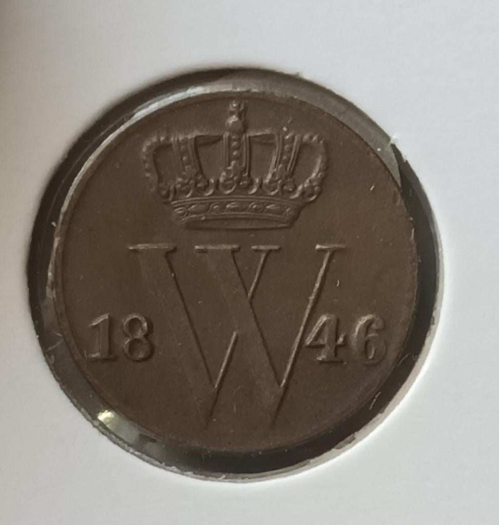 Halve cent Willem II 1846 Pr/unc, Ophalen of Verzenden, Koning Willem II, Overige waardes, Losse munt