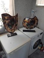 Prachtige Pauwenveren Vazen - 58 cm en 50 cm hoog, Ophalen