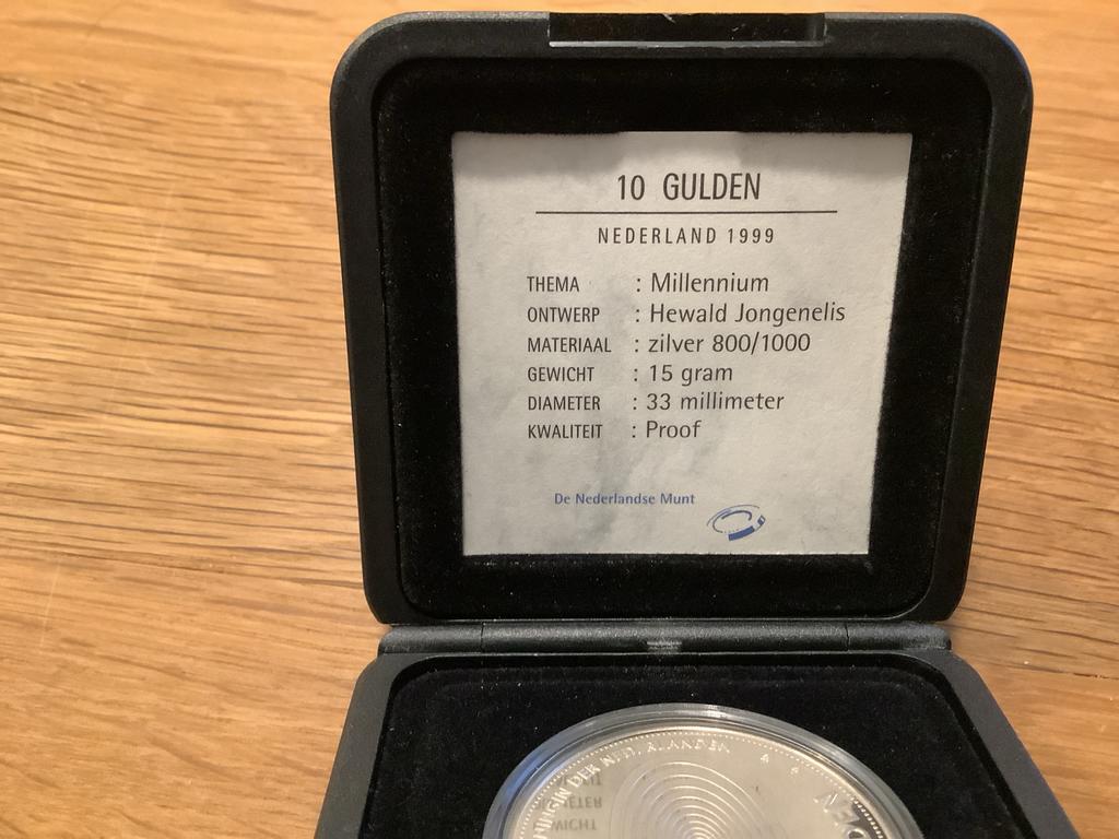10 Gulden Millennium munt Nederland 1999, Postzegels en Munten, Munten | Nederland, Losse munt, 10 gulden, Koningin Beatrix, Zilver