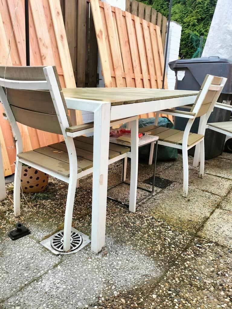 GERESERVEERD! Gratis Tuintafel met 4 tuinstoelen, Ophalen, Gebruikt, Rechthoekig