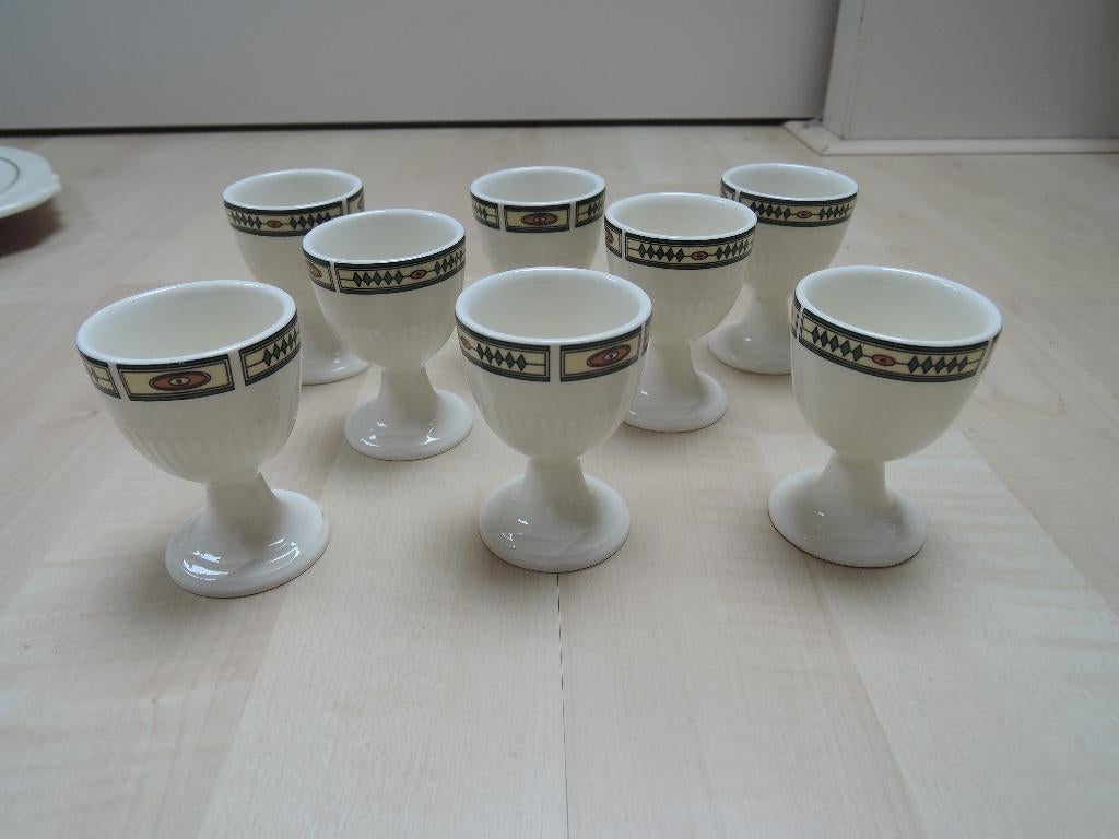 6 eier dopjes Recamier Royal Creamware, Wedgwood-look, Overige typen, Ophalen of Verzenden, Zo goed als nieuw, Wedgwood