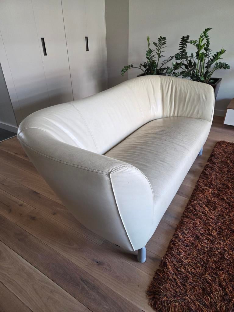 Leolux tweepersoons bank van leer, Ophalen, Gebruikt, 150 tot 200 cm, Tweepersoons