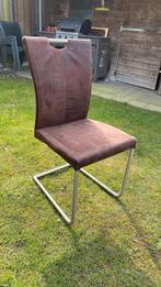 Moderne bruine eetkamerstoel met metalen frame, Huis en Inrichting, Stoelen, Ophalen, Gebruikt, Bruin, Eén
